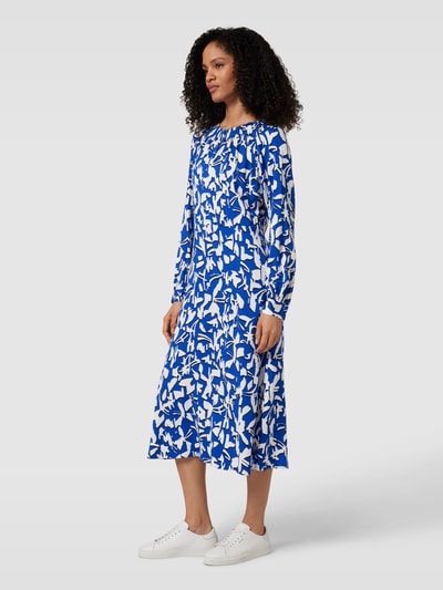 comma Midi-jurk met all-over motief Koningsblauw - 1