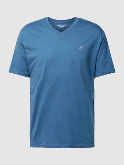 Marc O'Polo T-Shirt mit V-Ausschnitt in unifarbenem Design Rauchblau 2