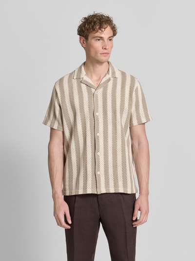Lindbergh Modern fit vrijetijdsoverhemd met reverskraag Roodbruin - 4