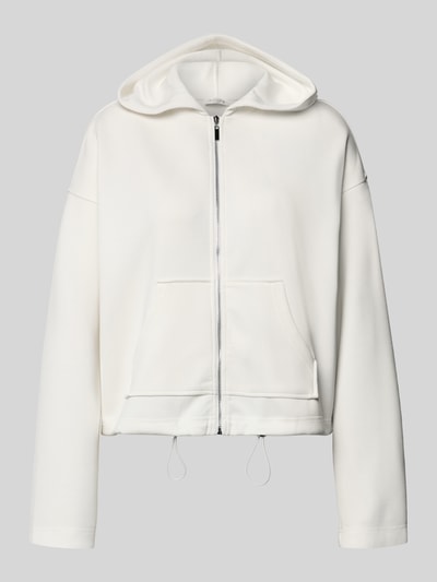 Produktfoto, Regular Fit Sweatjacke mit Kapuze Modell 'Marcella' von Christian Berg Woman, elastyczna mieszanka materiałów z domieszką modalu, krój regular fit, kaptur, podzielona kieszeń kangurka, pas z tunelem, kolor jasny, gładka tekstura