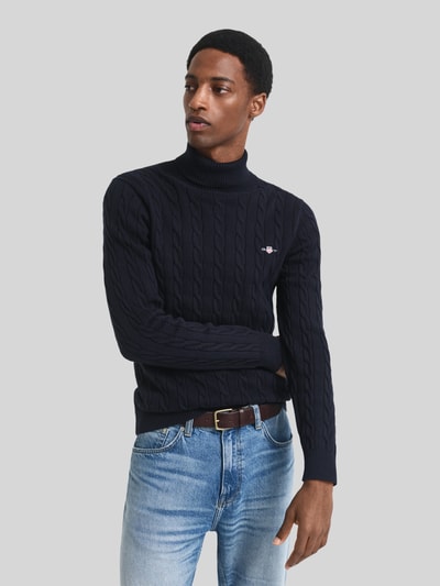 GANT Rollkragenpullover mit Logo-Detail Marine 4