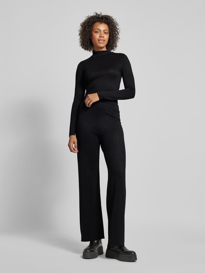 Vero Moda Wide leg gebreide broek met elastische band, model 'NALINA' Zwart - 1