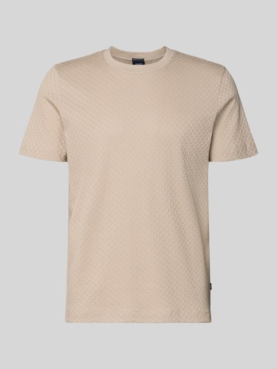 Produktfoto, T-Shirt mit geripptem Rundhalsausschnitt von JOOP! Collection in Beige, Reine Baumwolle, Regular-Fit, Rückenlänge 68 cm, Größe M