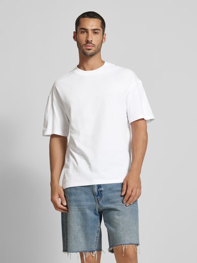 Jack & Jones T-shirt met geribde ronde hals, model 'BRADLEY' Wit - 4