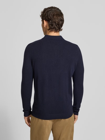 Christian Berg Men Slim Fit Strickpullover aus reinem Kaschmir mit Polokragen Marine 5