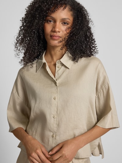 Drykorn Relaxed Fit Leinenbluse mit überschnittenen Schultern Sand 3