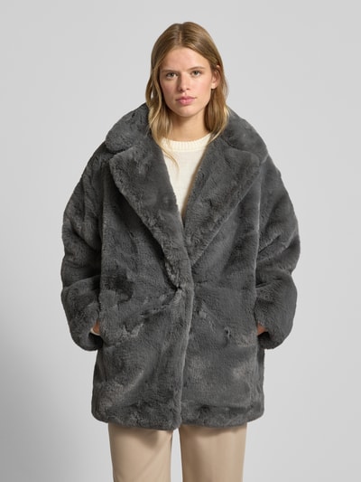 Review Kurtka ze sztucznego futra z kołnierzem z połami Ciemnoszary 4