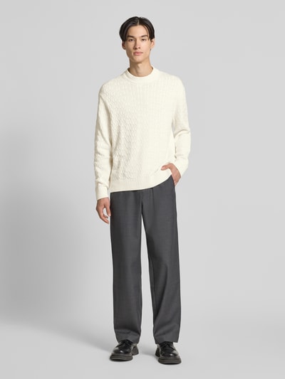 SELECTED HOMME Regular fit gebreide pullover van puur katoen, model 'PHILIP' Offwhite - 1