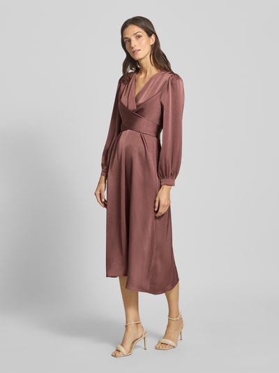 Neo Noir Sukienka midi z dekoltem w serek model ‘RIMINI’ Brudnoróżowy 1