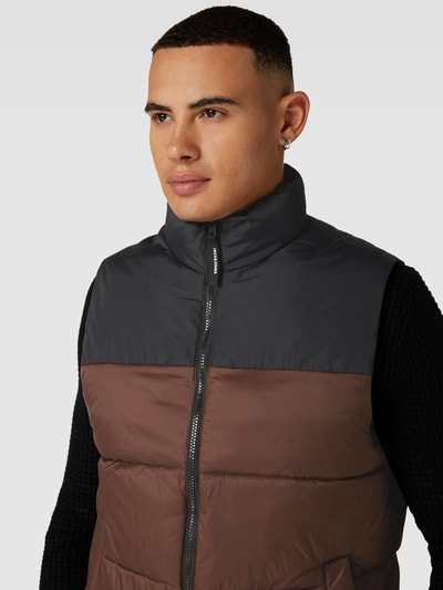 Jack & Jones Bodywarmer met opstaande kraag, model 'TOBY' Donkerbruin - 3