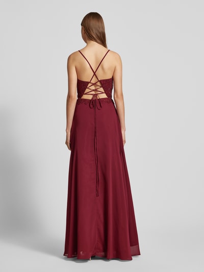 Luxuar Abendkleid mit Spitzenbesatz Bordeaux 5