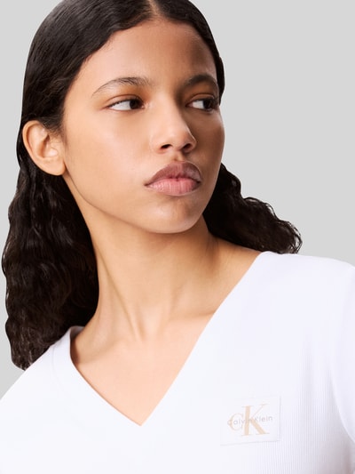 Calvin Klein Jeans slim fit T-shirt van katoenmix Wit - 3