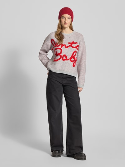 Only Regular fit kersttrui met opschrift, model 'XMAS SANTA' Lichtgrijs - 1