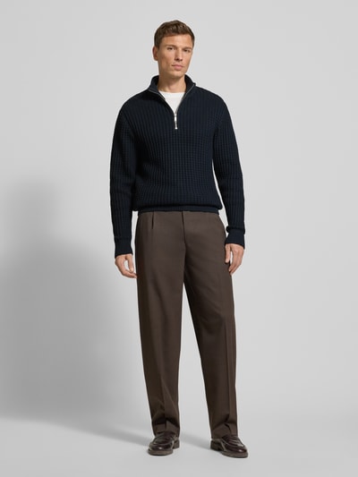 SELECTED HOMME Regular Fit Troyer in Waffel-Struktur Modell 'TOM' Marine 1