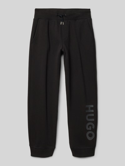 HUGO Relaxed Fit Sweatpants mit Label-Print Black 1