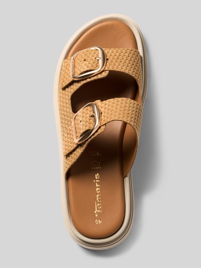 Produktfoto, Wedges aus echtem Leder von Tamaris, Optik: Unifarben, Schuhspitze: Abgerundet, Offen, Absatzform: Keilabsatz, Verschluss: Schlupf/offen, Dornschließen, Sohle: Profiliert, Material: Leder