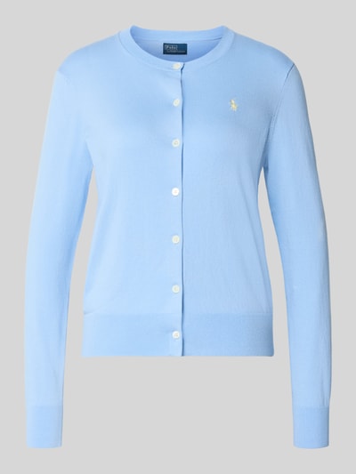 Produktfoto, Regular Fit Strickjacke aus Baumwoll-Mix von Polo Ralph Lauren, Optik: Unifarben, Feinstrick, Logo-Stitching, Rundhals