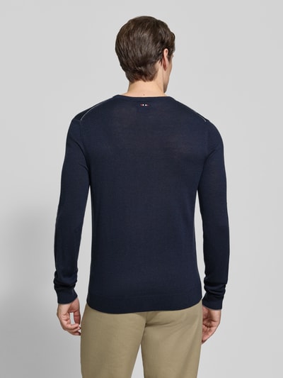 Napapijri sweter z dzianiny Slim Fit z czystej wełny model 'DAMAVAND' Granatowy 5
