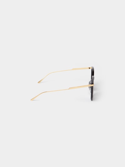 Bottega Veneta Unisex Sonnenbrille in runder Form Schwarz 4