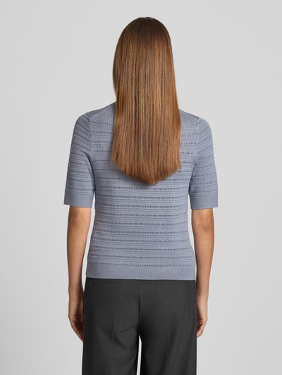 comma Strickpullover mit gerippten Abschlüssen Rauchblau 5