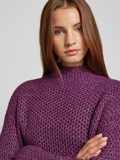 HUGO Strickpullover mit Stehkragen Modell 'Safineynny' Aubergine 3