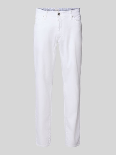 Brax Regular fit linnen broek in 5-pocketmodel, model 'CADIZ' Wit - 2