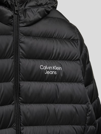 Calvin Klein Jeans Pikowana kurtka z kapturem z nadrukiem z logo Czarny 2