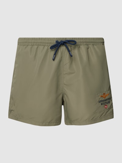 Aeronautica Militare Badeshorts mit Label-Stitching Modell 'COSTUME' Gruen 2