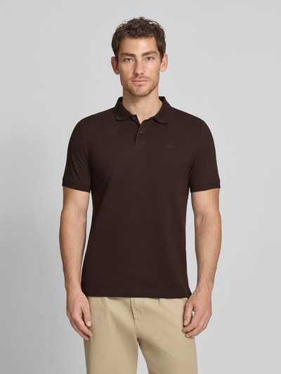 s.Oliver RED LABEL Koszulka polo z czystej bawełny o kroju regular fit Ciemnobrązowy 4