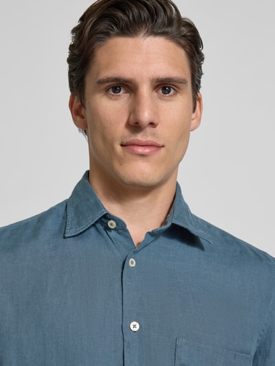 Marc O'Polo Regular Fit Leinenhemd mit kurzem Arm Blau 3