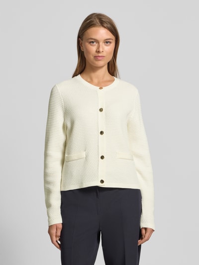 s.Oliver BLACK LABEL Kurtka z dzianiny o kroju regular fit z mieszanki bawełny Złamany biały 4