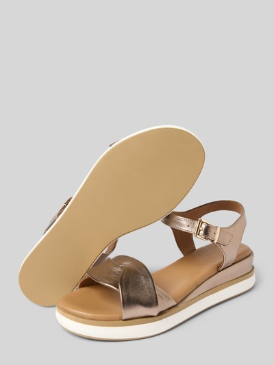 INUOVO Sandalette aus Leder mit glatter Sohle Metallic Braun 4