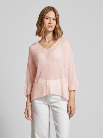 Fransa Gebreide pullover met V-hals, model 'sissel' Lichtroze gemêleerd - 4