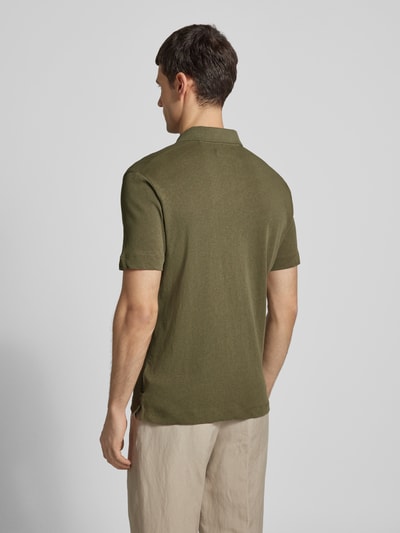 Marc O'Polo Regular fit poloshirt van een mix van katoen en linnen Olijfgroen - 5
