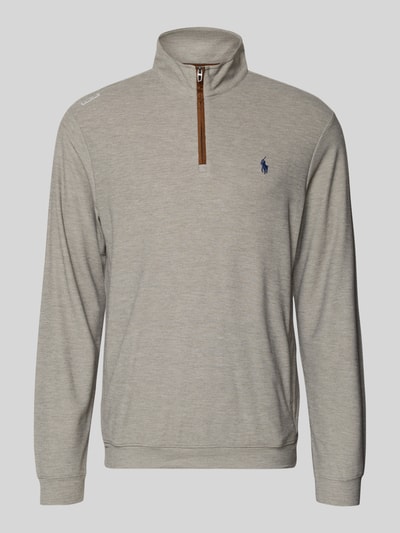 Produktfoto, Regular Fit Troyer mit Lyocell-Anteil Modell 'MOVEMENT' von Polo Ralph Lauren in Melange-Optik, Logo-Detail, Troyer-Kragen, kurzer Reißverschluss, Langarm, gerippter Ärmelabschluss, seitliche Reißverschlusstaschen, Piqué-Material-Mix