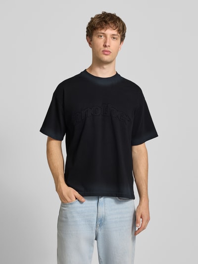 ANOTHER COTTON LAB T-shirt z Wyhaftowane logo i Okrągły dekolt Czarny 4
