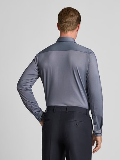 BOSS Slim fit zakelijk overhemd met structuur, model 'P-ROAN' Marineblauw - 5