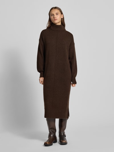 Pieces Sukienka o kroju oversized z dzianiny z dodatkiem wełny model ‘MALOU’ Czekoladowy melanż 4