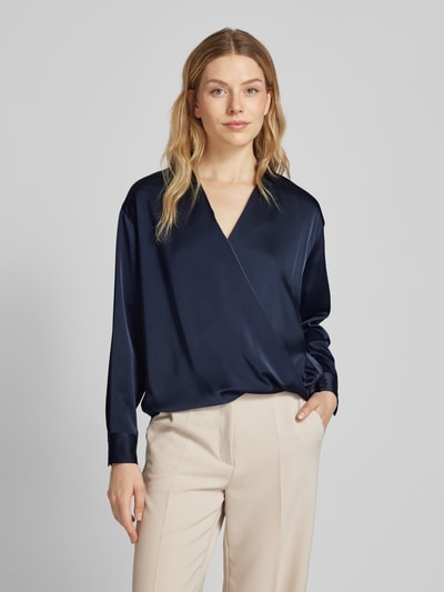 Lauren Ralph Lauren Blouse in wikkellook, model 'JAYLAH' Marineblauw - 4