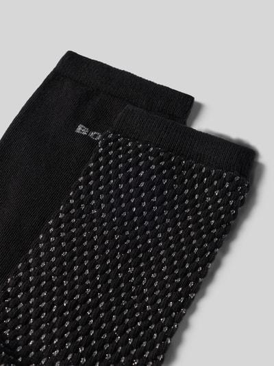 Produktfoto, zwei Paar Socken aus Baumwoll-Mix im 2er-Pack Modell 'ShineDiam' von BOSS, Schwarz mit glänzender Textur, Damen Socken von BOSS
