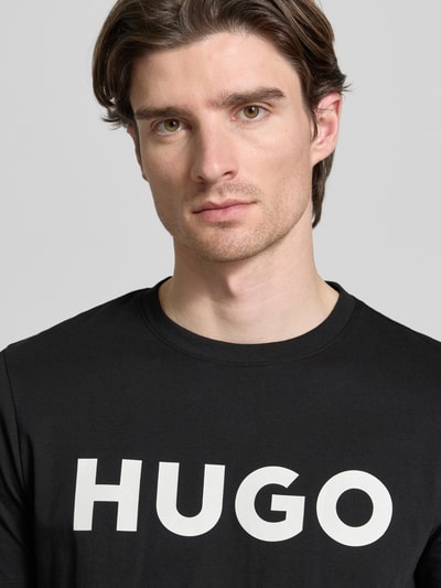 HUGO T-Shirt mit Label-Schriftzug Modell 'DULIVIO' Black 3