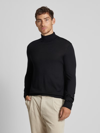 SELECTED HOMME Sweter z dzianiny z wełny lana model ‘TRAY’ Czarny 4