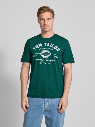 Tom Tailor Regular Fit T-Shirt aus reiner Baumwolle Dunkelgruen 4
