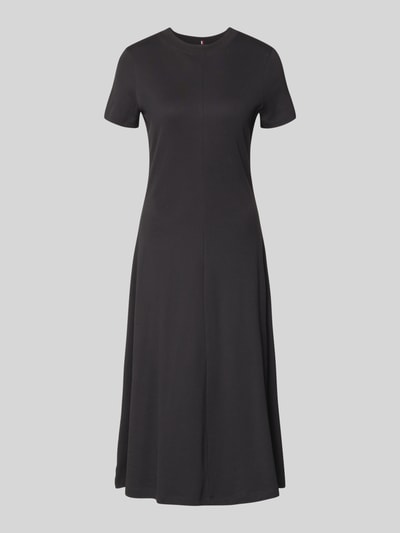 Produktfoto, Midikleid aus reiner Baumwolle von Tommy Hilfiger in Optik: Unifarben, Regular-Fit, Midi-Länge, Rundhals, Kurzarm, Logo-Stitching, Interlock-Jersey