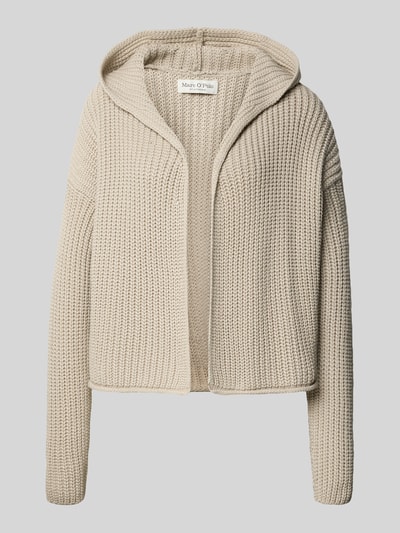 Produktfoto, Regular Fit Cardigan aus Baumwoll-Mix von Marc O'Polo, jasny beżowy, dzianinowa faktura, kaptur, długi rękaw, krój regular fit