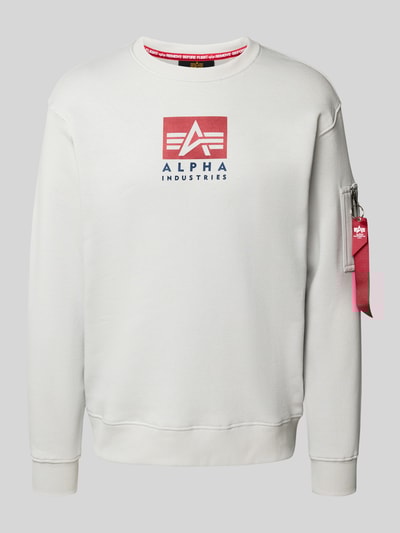 Alpha Industries Sweatshirt mit Reißverschlusstasche am Ärmel Hellgrau 2