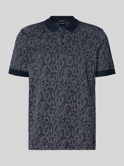 Produktfoto, Poloshirt mit kurzer Knopfleiste Modell 'Jadson' von JOOP! Collection in Regular Fit, dunkelblau gemustert, gerippte Ärmelabschlüsse.