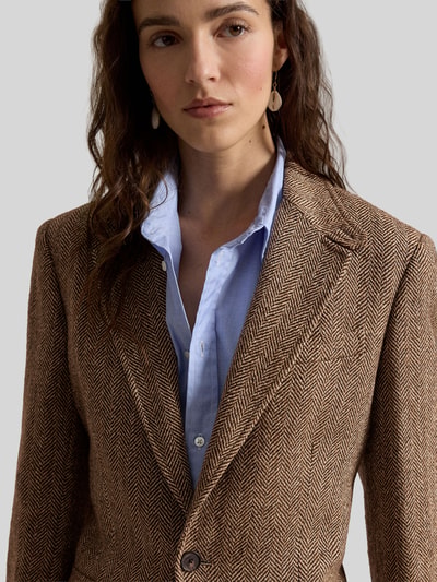 Polo Ralph Lauren Żakiet w kroju regular fit z mieszanki lnu z domieszką jedwabiu Camel melanż 3