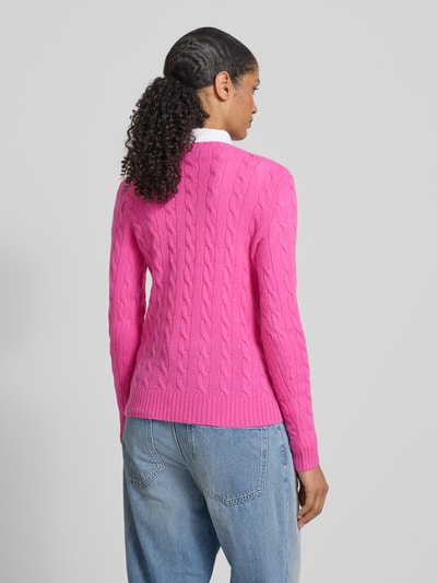 Polo Ralph Lauren Gebreide pullover van een mix van wol en kasjmier, model 'JULIANNA' Felroze - 5