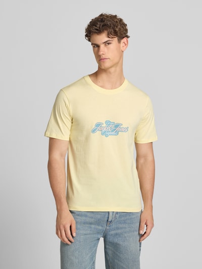 JACK & JONES T-Shirt mit Label-Print Modell 'CASSIS' Hellgelb 4